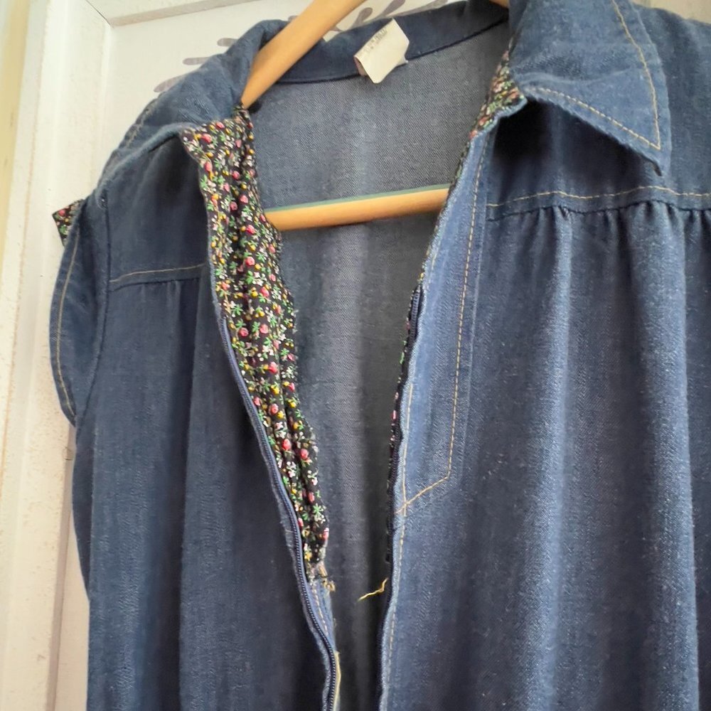 Vintage 70s Denim Midi Dress Union Label vintage size 13 - Picture 6 of 9